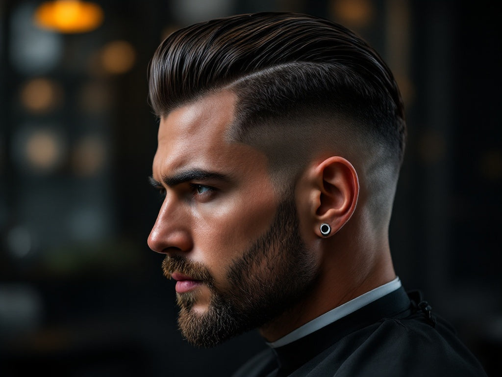 Professional man showcasing classic pomade hairstyle - premium men's grooming guide 2025